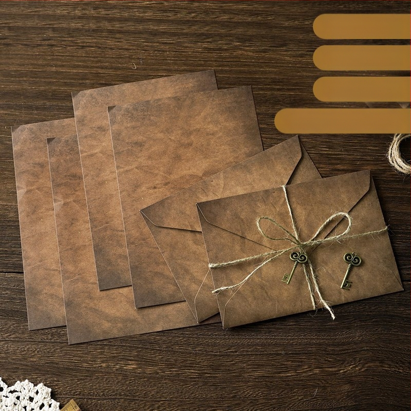 MOYL Kraft Paper Σετ επιστολών με φακέλους – χειρόγραφα ερωτικά γράμματα, γράμματα εξομολόγησης, ρομαντικό κρεμαστό με σπάγγο κάνναβης