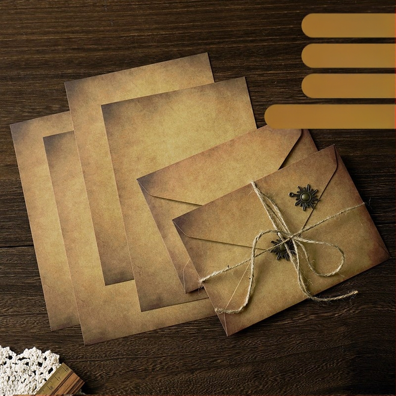 MOYL Kraft Paper Σετ επιστολών με φακέλους – χειρόγραφα ερωτικά γράμματα, γράμματα εξομολόγησης, ρομαντικό κρεμαστό με σπάγγο κάνναβης