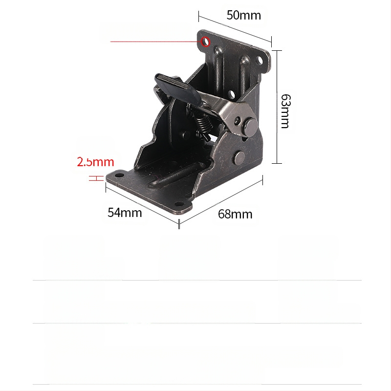 90° самозадържаща се сгъваща шарнир за мебели – за маси и табурети, от високопрочна стомана, щамповане, заклепване и покритие