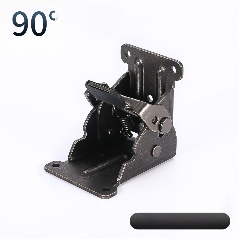 90° самозадържаща се сгъваща шарнир за мебели – за маси и табурети, от високопрочна стомана, щамповане, заклепване и покритие