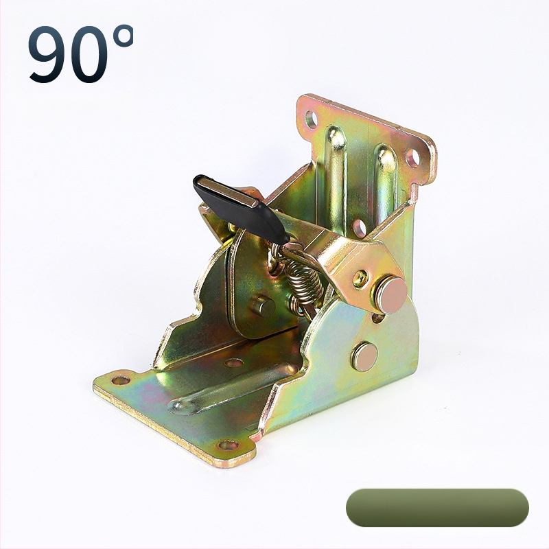 90° самозадържаща се сгъваща шарнир за мебели – за маси и табурети, от високопрочна стомана, щамповане, заклепване и покритие