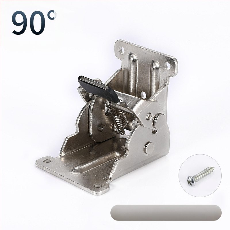 90° самозадържаща се сгъваща шарнир за мебели – за маси и табурети, от високопрочна стомана, щамповане, заклепване и покритие