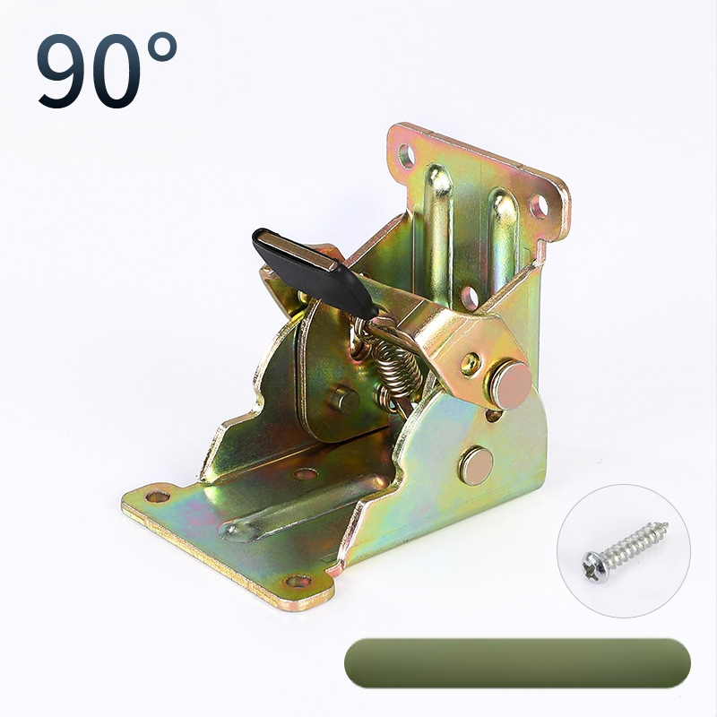 90° самозадържаща се сгъваща шарнир за мебели – за маси и табурети, от високопрочна стомана, щамповане, заклепване и покритие