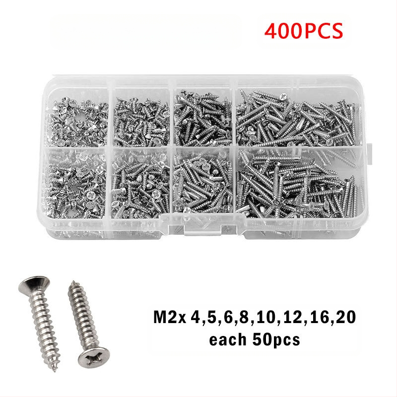 Disheng 304 неръждаема стомана конусовидни самонарезни винтове комплект, материал: неръждаема стомана, повърхност: бял финиш, продуктова класа: 4.8