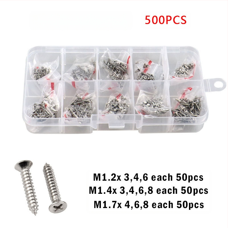 Disheng 304 неръждаема стомана конусовидни самонарезни винтове комплект, материал: неръждаема стомана, повърхност: бял финиш, продуктова класа: 4.8