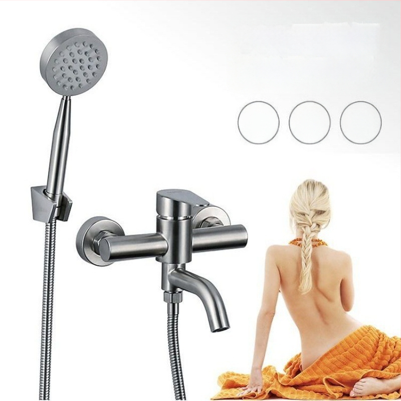 Τοίχο-εντοιχισμένος τριπλός ντους με βαλβίδα ανάμειξης, 304 ανοξείδωτο ατσάλι, τετράγωνη κεφαλή ντους