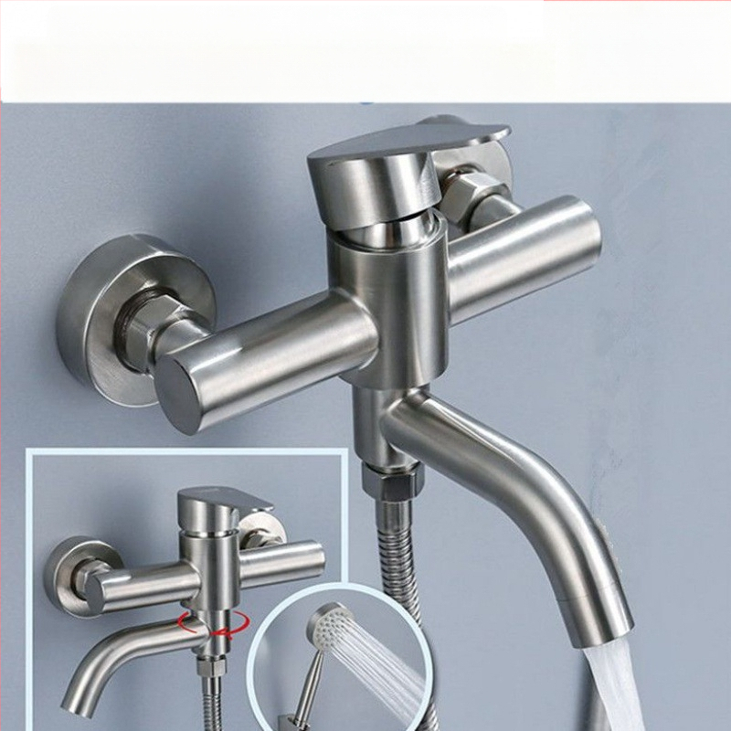 Τοίχο-εντοιχισμένος τριπλός ντους με βαλβίδα ανάμειξης, 304 ανοξείδωτο ατσάλι, τετράγωνη κεφαλή ντους