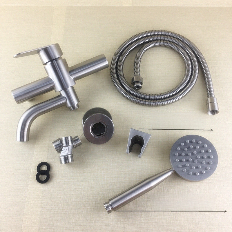 Τοίχο-εντοιχισμένος τριπλός ντους με βαλβίδα ανάμειξης, 304 ανοξείδωτο ατσάλι, τετράγωνη κεφαλή ντους