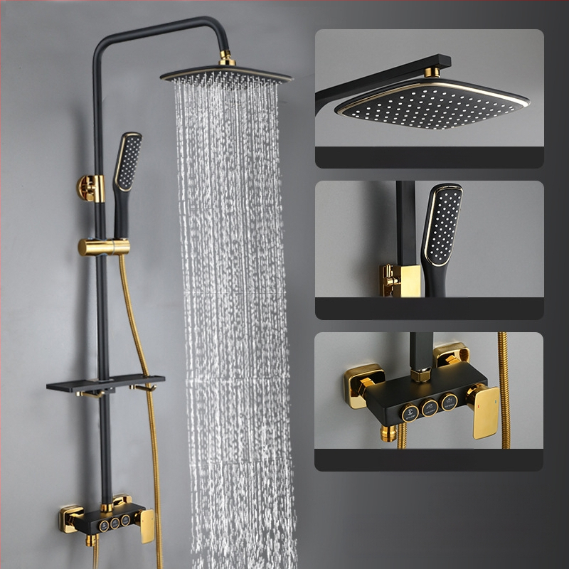 Σετ ντους με σώμα από ορείχαλκο, εγκατάσταση σε τοίχο, έλεγχος θερμοκρασίας με ψηφιακή οθόνη, σταθερή θερμοκρασία, μοντέλο KABEI-JS61