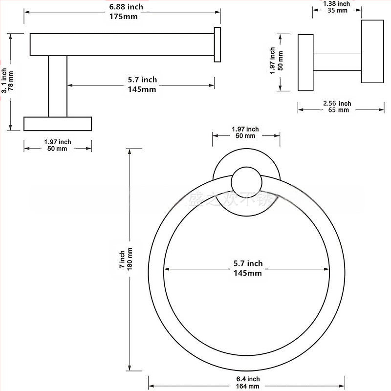 Комплект халки за кърпи от неръждаема стомана с Brushed завършек, носим товар до 30 кг, 1 слой, функция: съхранение (Материал: неръждаема стомана; Завършек: Brushed; Носим товар: 30 кг; Брой слоеве: 1; Функция: съхранение)