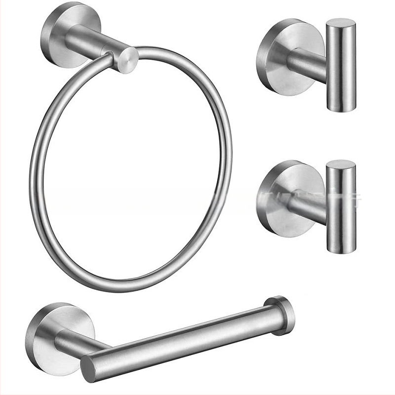 Комплект халки за кърпи от неръждаема стомана с Brushed завършек, носим товар до 30 кг, 1 слой, функция: съхранение (Материал: неръждаема стомана; Завършек: Brushed; Носим товар: 30 кг; Брой слоеве: 1; Функция: съхранение)