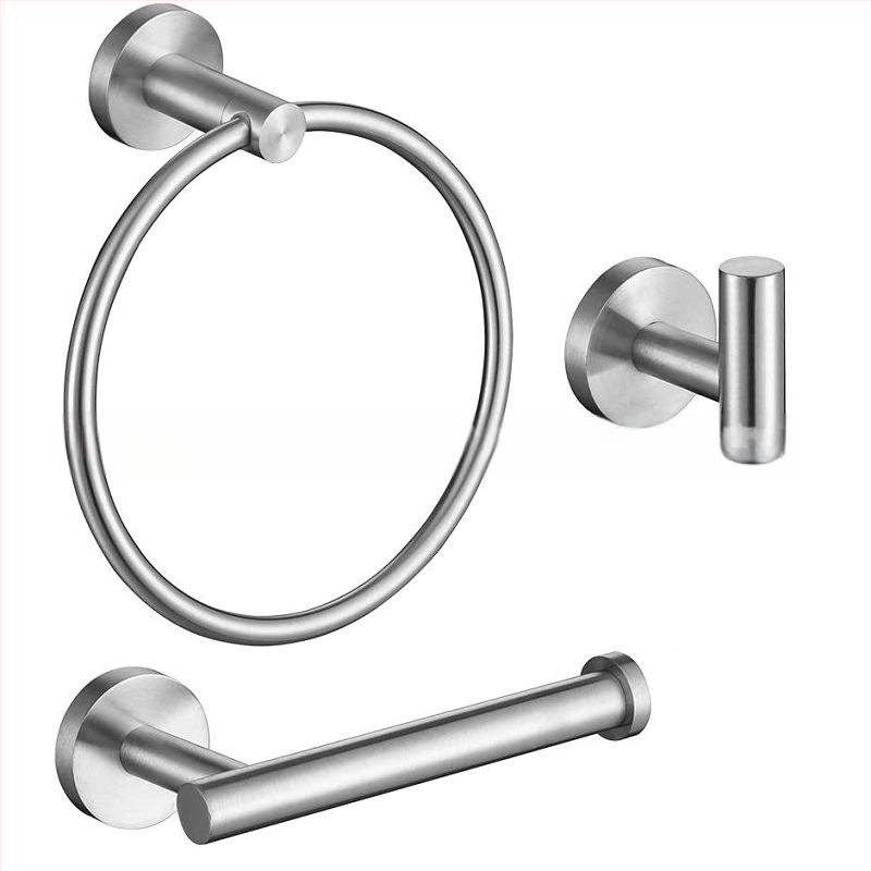 Комплект халки за кърпи от неръждаема стомана с Brushed завършек, носим товар до 30 кг, 1 слой, функция: съхранение (Материал: неръждаема стомана; Завършек: Brushed; Носим товар: 30 кг; Брой слоеве: 1; Функция: съхранение)