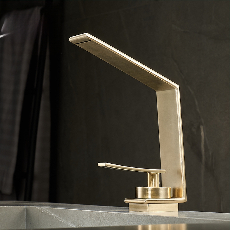 Robinet chiuvetă baie, montaj sub blat, apă caldă și rece, corp din cupru, cartuș ceramic, mâner de ridicare