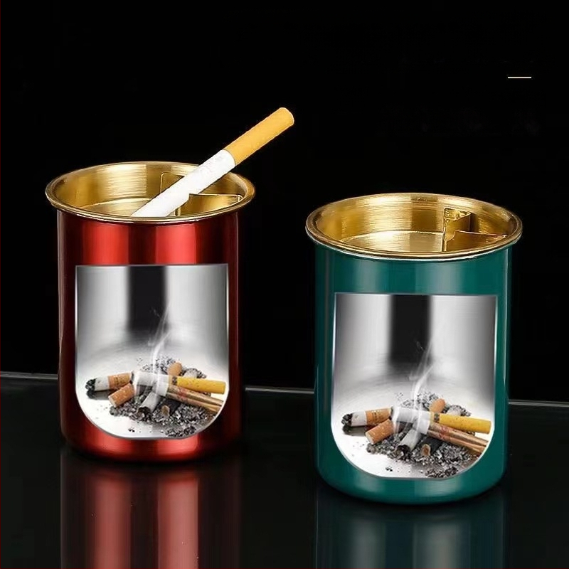 Nerūsējošā tērauda pepeljārs ar vāciņu – mājām un birojam, novērš pelnu izkliedi