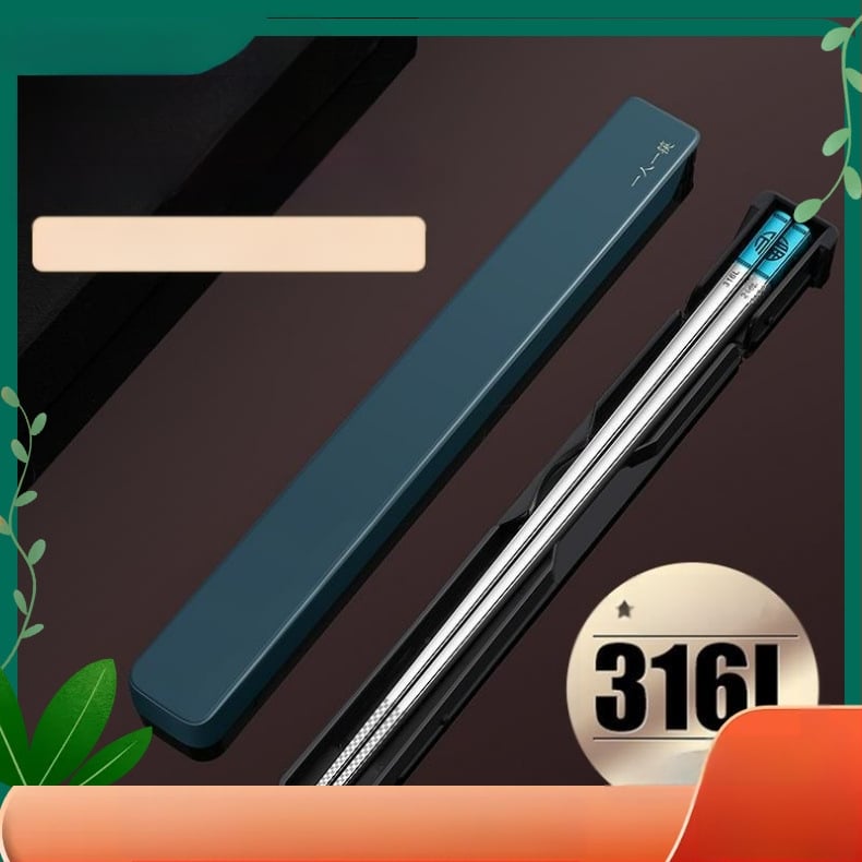 Chopsticks από ανοξείδωτο χάλυβα 316, φορητός σετ για ένα άτομο με θήκη αποθήκευσης