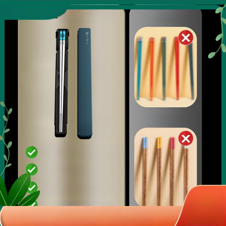 Палочки за хранене от хранителна класа 316 неръждаема стомана, преносим комплект за едно лице с кутия за съхранение