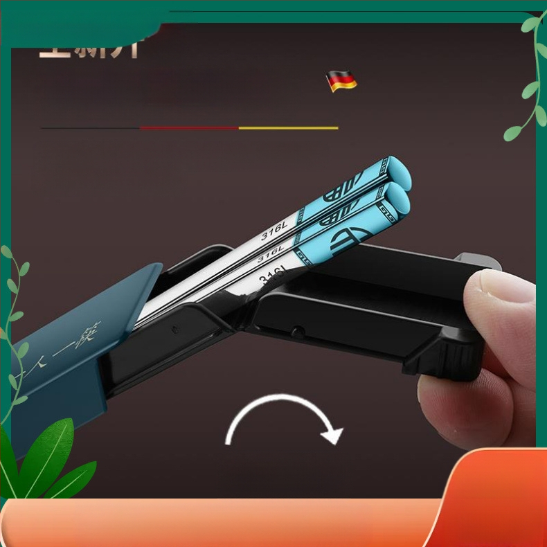 Палочки за хранене от хранителна класа 316 неръждаема стомана, преносим комплект за едно лице с кутия за съхранение