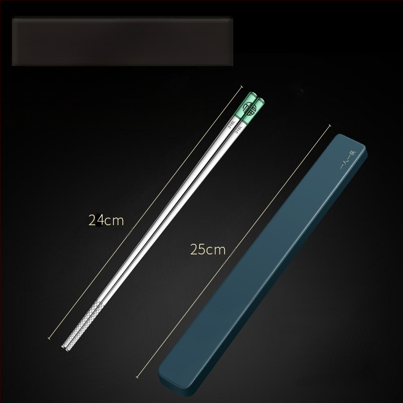 Палочки за хранене от хранителна класа 316 неръждаема стомана, преносим комплект за едно лице с кутия за съхранение