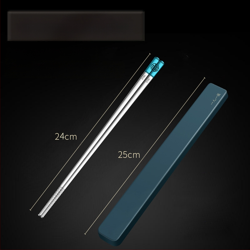 Палочки за хранене от хранителна класа 316 неръждаема стомана, преносим комплект за едно лице с кутия за съхранение