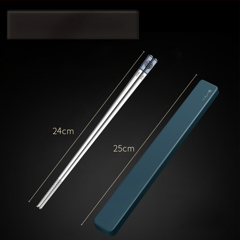 Палочки за хранене от хранителна класа 316 неръждаема стомана, преносим комплект за едно лице с кутия за съхранение