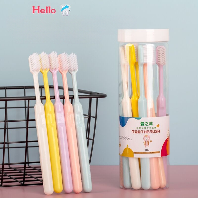 GOGOMGL Pieaugušo zobu birstu komplekts – Mīkstās šķiedras, 10 gab., Manuālā zobu birste