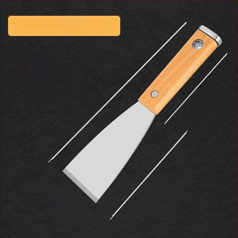Шпакловъчен нож, японски стил, дебел лез от неръждаема стомана, дръжка от бук, тип плосък нож, за домашно декориране и почистване на пода