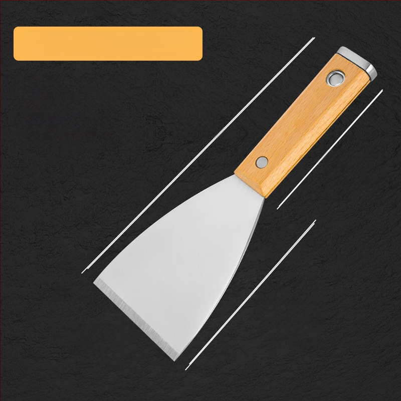 Шпакловъчен нож, японски стил, дебел лез от неръждаема стомана, дръжка от бук, тип плосък нож, за домашно декориране и почистване на пода
