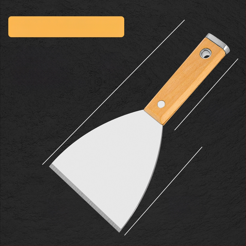 Шпакловъчен нож, японски стил, дебел лез от неръждаема стомана, дръжка от бук, тип плосък нож, за домашно декориране и почистване на пода