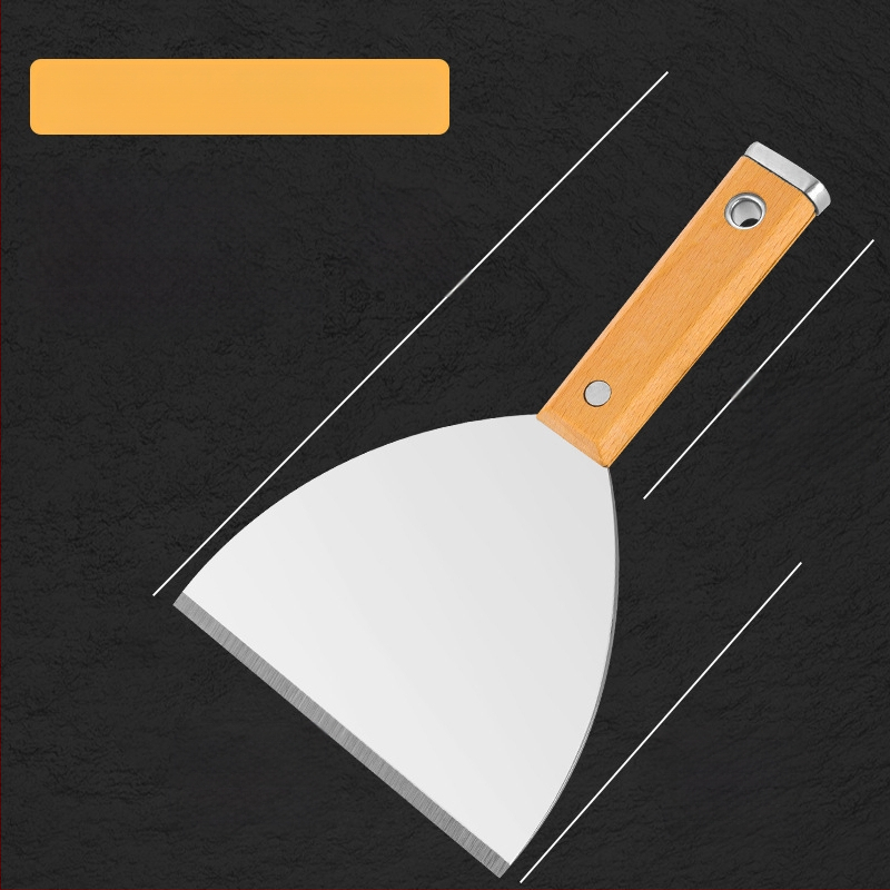 Шпакловъчен нож, японски стил, дебел лез от неръждаема стомана, дръжка от бук, тип плосък нож, за домашно декориране и почистване на пода