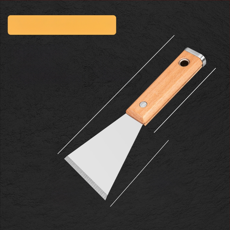 Шпакловъчен нож, японски стил, дебел лез от неръждаема стомана, дръжка от бук, тип плосък нож, за домашно декориране и почистване на пода