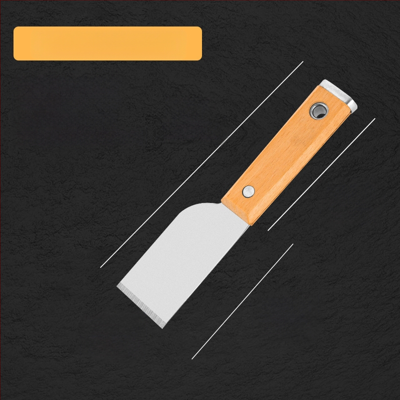 Шпакловъчен нож, японски стил, дебел лез от неръждаема стомана, дръжка от бук, тип плосък нож, за домашно декориране и почистване на пода