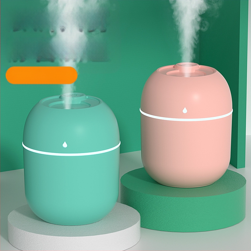 USB захранван овлажнител за бюро и дом, безшумен, преносим, колонен дизайн; 1 изход за мъгла, таймер 2–8 ч, подходящ за помещения до 10 м²