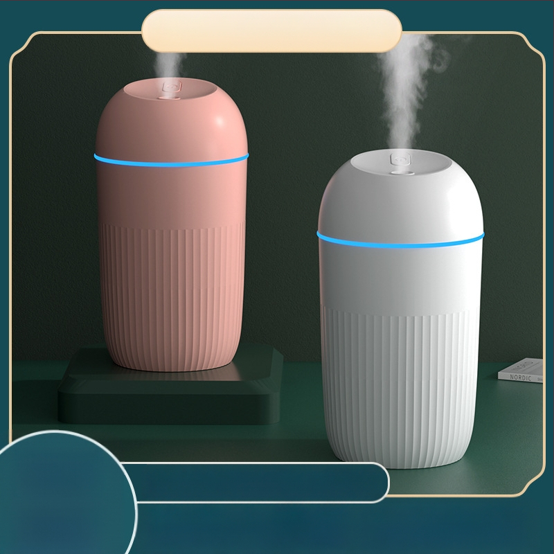 USB захранван овлажнител за бюро и дом, безшумен, преносим, колонен дизайн; 1 изход за мъгла, таймер 2–8 ч, подходящ за помещения до 10 м²