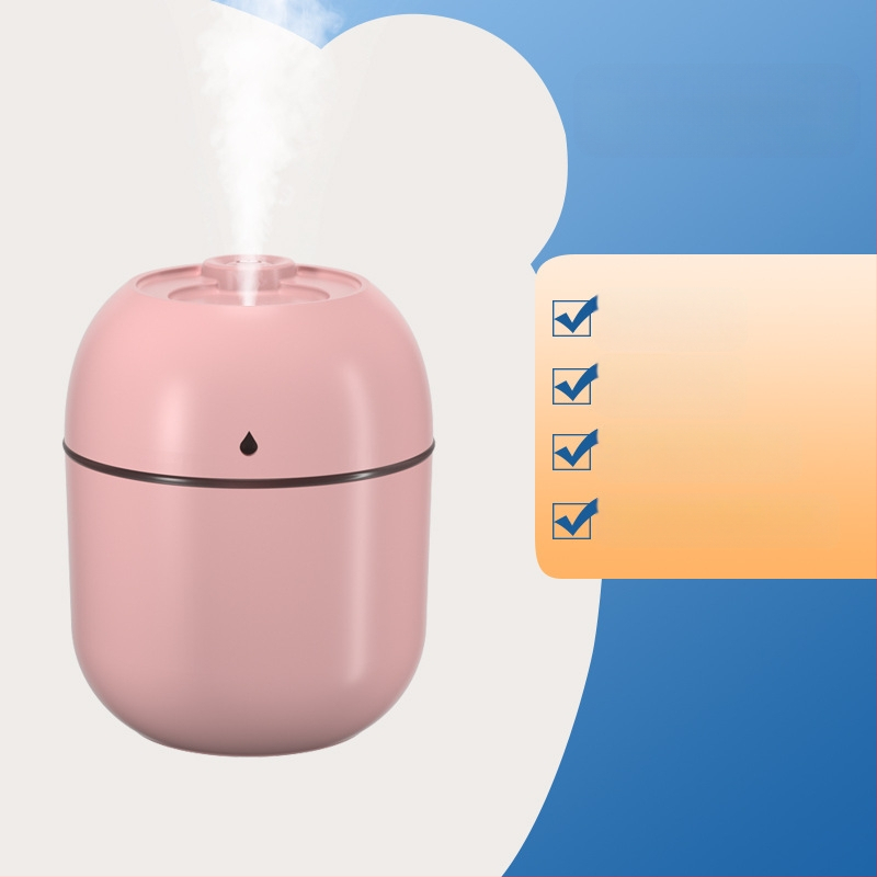 USB захранван овлажнител за бюро и дом, безшумен, преносим, колонен дизайн; 1 изход за мъгла, таймер 2–8 ч, подходящ за помещения до 10 м²