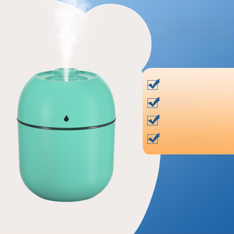 USB захранван овлажнител за бюро и дом, безшумен, преносим, колонен дизайн; 1 изход за мъгла, таймер 2–8 ч, подходящ за помещения до 10 м²