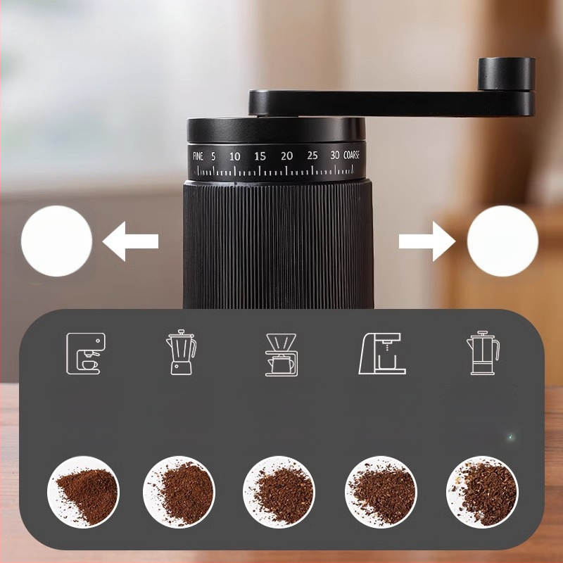 Χειροκίνητος μύλος καφέ για οικιακή χρήση – μοντέρνος μινιμαλιστικός σχεδιασμός, δυνατότητα προσαρμογής της επεξεργασίας κόκκων