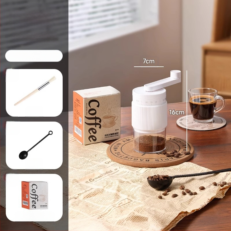 Χειροκίνητος μύλος καφέ για οικιακή χρήση – μοντέρνος μινιμαλιστικός σχεδιασμός, δυνατότητα προσαρμογής της επεξεργασίας κόκκων