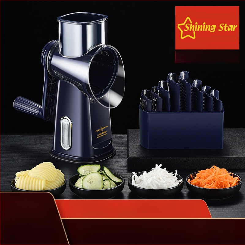 Πολυλειτουργικός χειροκίνητος κοπτήρας λαχανικών με δυνατότητες κοπής σε φέτες και τριψίματος (Υλικό: PC+ABS, 304/430 ανοξείδωτος χάλυβας, 420J2, PP; για οικιακή και επαγγελματική χρήση)