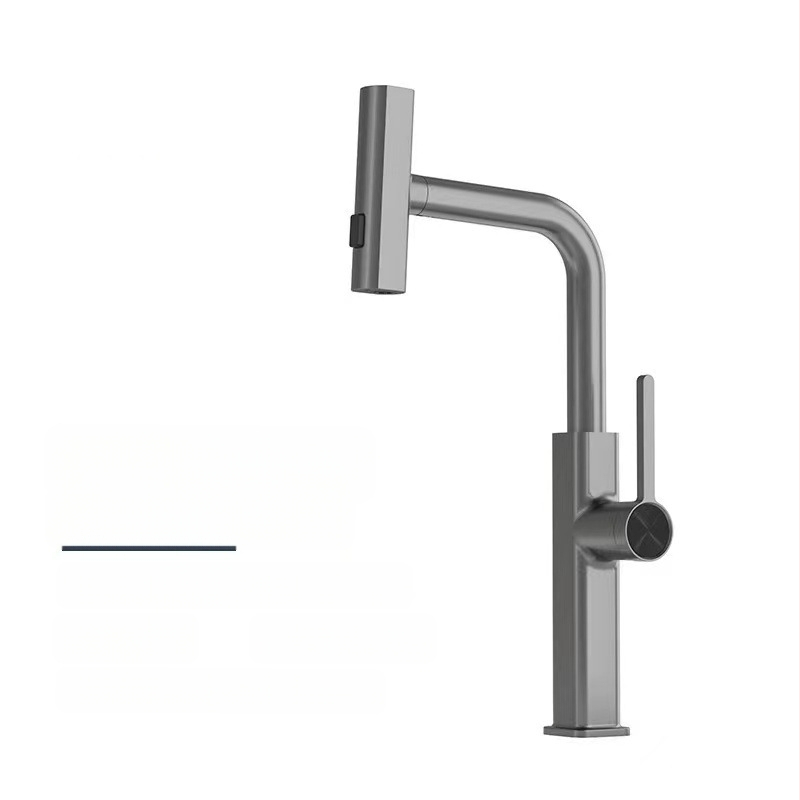 Robinet de bucătărie cu duș retractabil, din oțel inoxidabil, cartuș ceramic, 1.6 MPa, 0–90°C