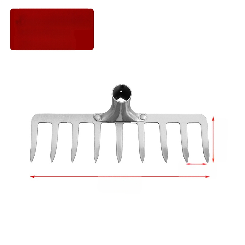 Ράκα εννιά δοντιών με ξύλινο κοντάρι, μαγανίου χάλυβας, πολυδόντια για γεωργία και κήπους