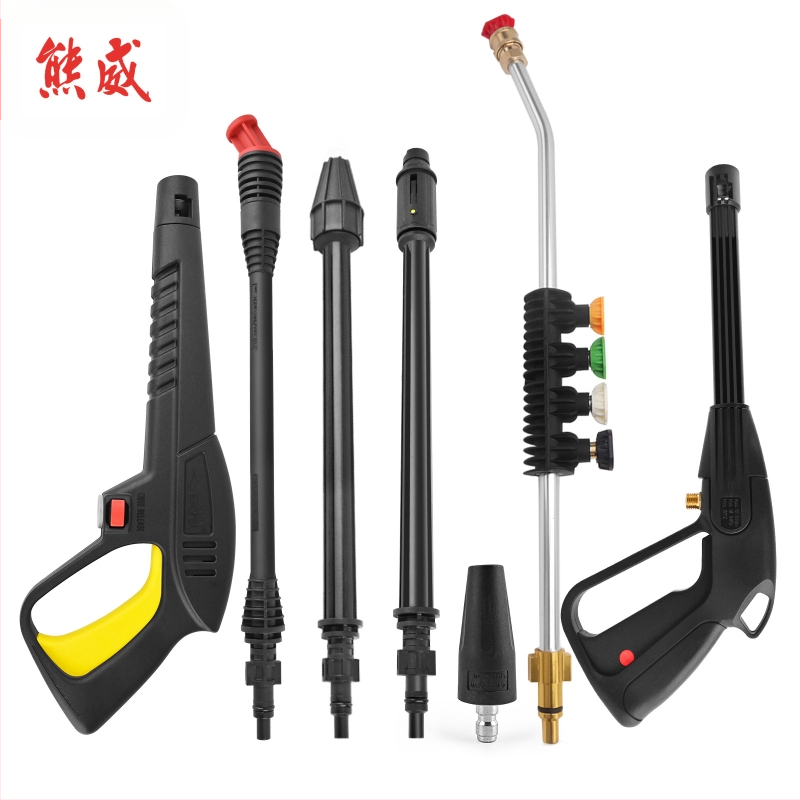 Augsta spiediena automašīnu mazgāšanas pistole, galva un rokturis no inženierplastmasām, izsmidzināšanas attālums 2 m, ūdens spiediens 160 bar / 2320 psi