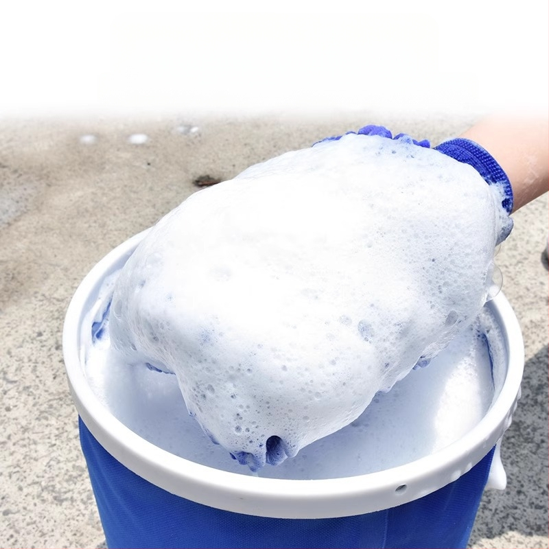 Auto mazgāšanas cimdi ar pūkstošu chenille un korāla fleece, ūdensnecaurlaidīgi, 120 g