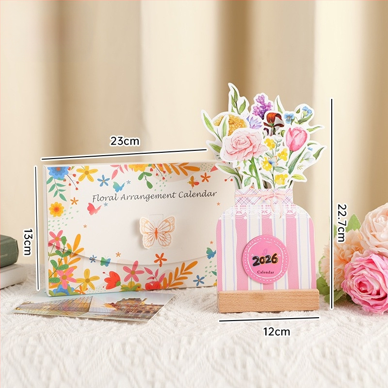 Ημερολόγιο γραφείου με ξύλινο πλαίσιο, γλυκό δημιουργικό μικρό ημερολόγιο, σκληρή βιβλιοδεσία, εκτύπωση λογότυπου, περιλαμβάνεται πρότυπο σχεδίου