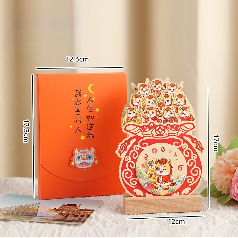 Ημερολόγιο γραφείου με ξύλινο πλαίσιο, γλυκό δημιουργικό μικρό ημερολόγιο, σκληρή βιβλιοδεσία, εκτύπωση λογότυπου, περιλαμβάνεται πρότυπο σχεδίου