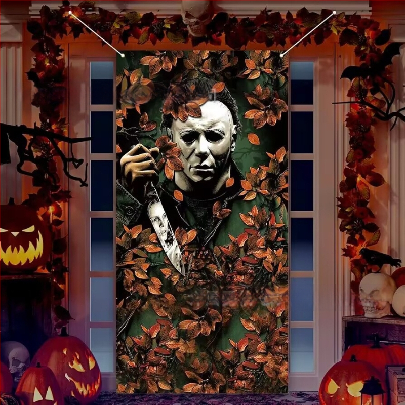 Qian Хелоуин завеса за врата за парти декор, полиестер, реквизит за оформление на площадка, IP лиценз
