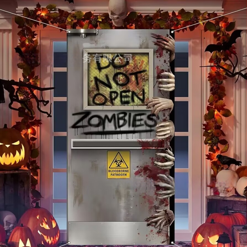 Qian Хелоуин завеса за врата за парти декор, полиестер, реквизит за оформление на площадка, IP лиценз