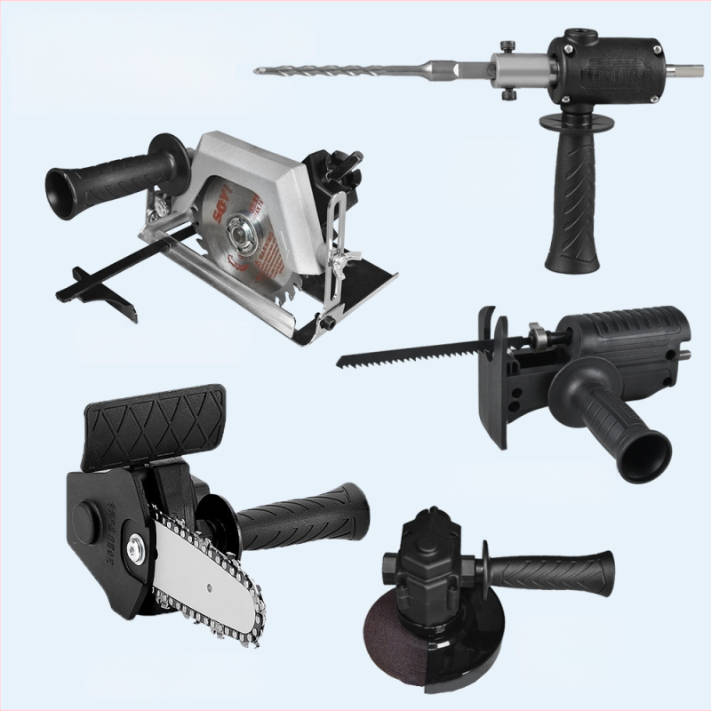 Многофункционален комплект приставки за електрически инструменти (Материал: ABS + метал; Съвместим с бормашини, циркулярни триони, ударни машини, реципрочни триони, резачки и ъглови шлайфи)