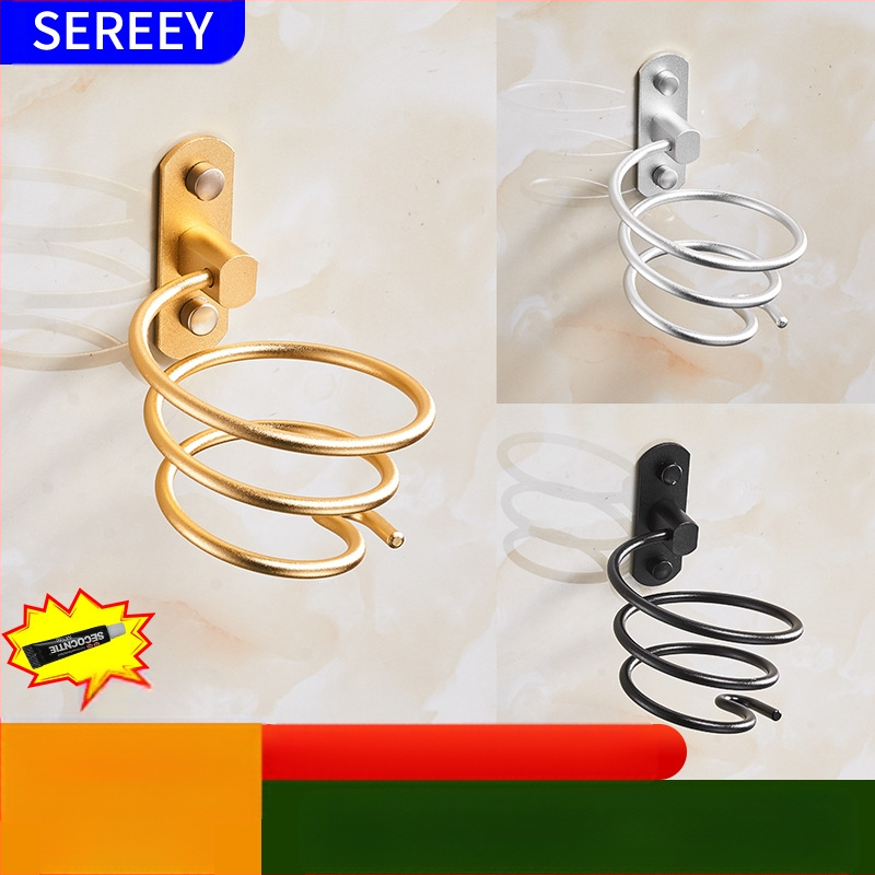 Стенен държач за сешоар за баня — алуминиева конструкция, анодирано покритие, монтаж без пробиване, товароподемност 2 кг, модел 9442