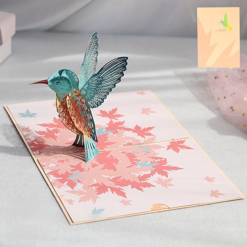 3D поп-ъп картичка за рожден ден, сгъваема, ръкописен стил, за детския празник, DIY