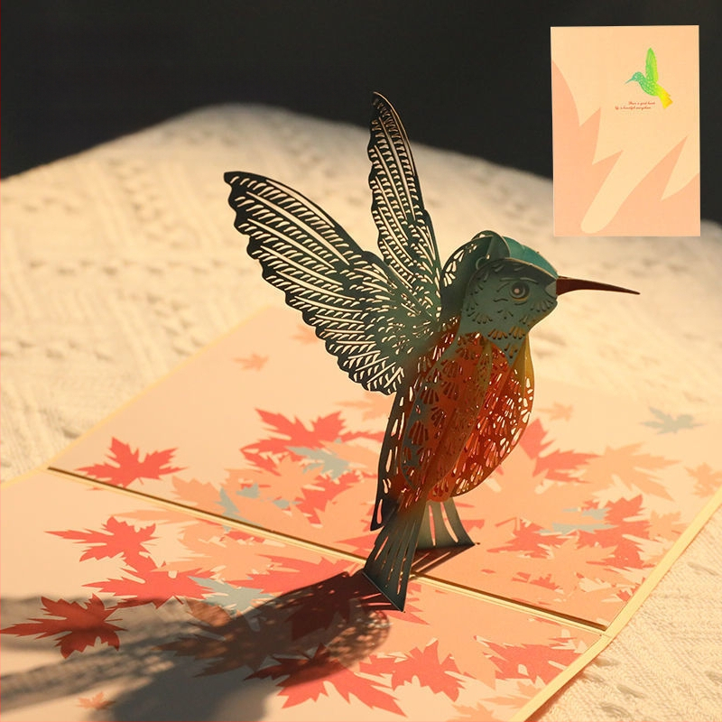 3D поп-ъп картичка за рожден ден, сгъваема, ръкописен стил, за детския празник, DIY